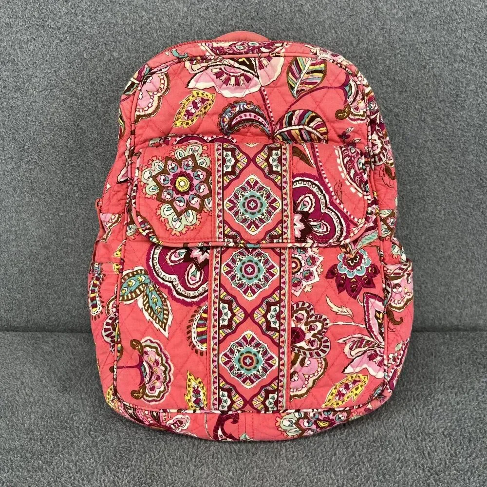 Vera Bradley Quilted Back Pack Purse 6 Pockets School Bag 12